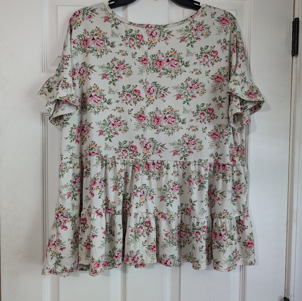 Ninexis Floral Short Sleeve Top Size XL - Picture 4 of 6